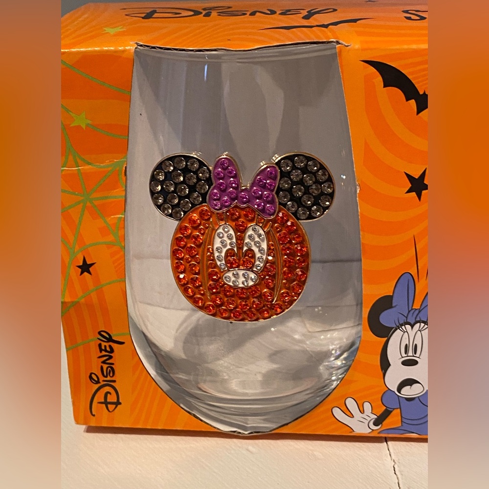 Disney set of 2 stemless glasses sparkly Halloween Themed Mickey and Minnie - Picture 3 of 7